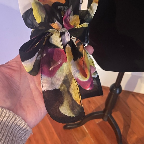 Chico's Asymmetrical Black and Orange 3/4 Sleeve Blouse - Picture 7 of 11